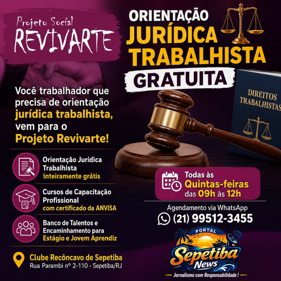 Projeto Revivarte amplia atendimento e oferece orientação jurídica trabalhista gratuita em Sepetiba
