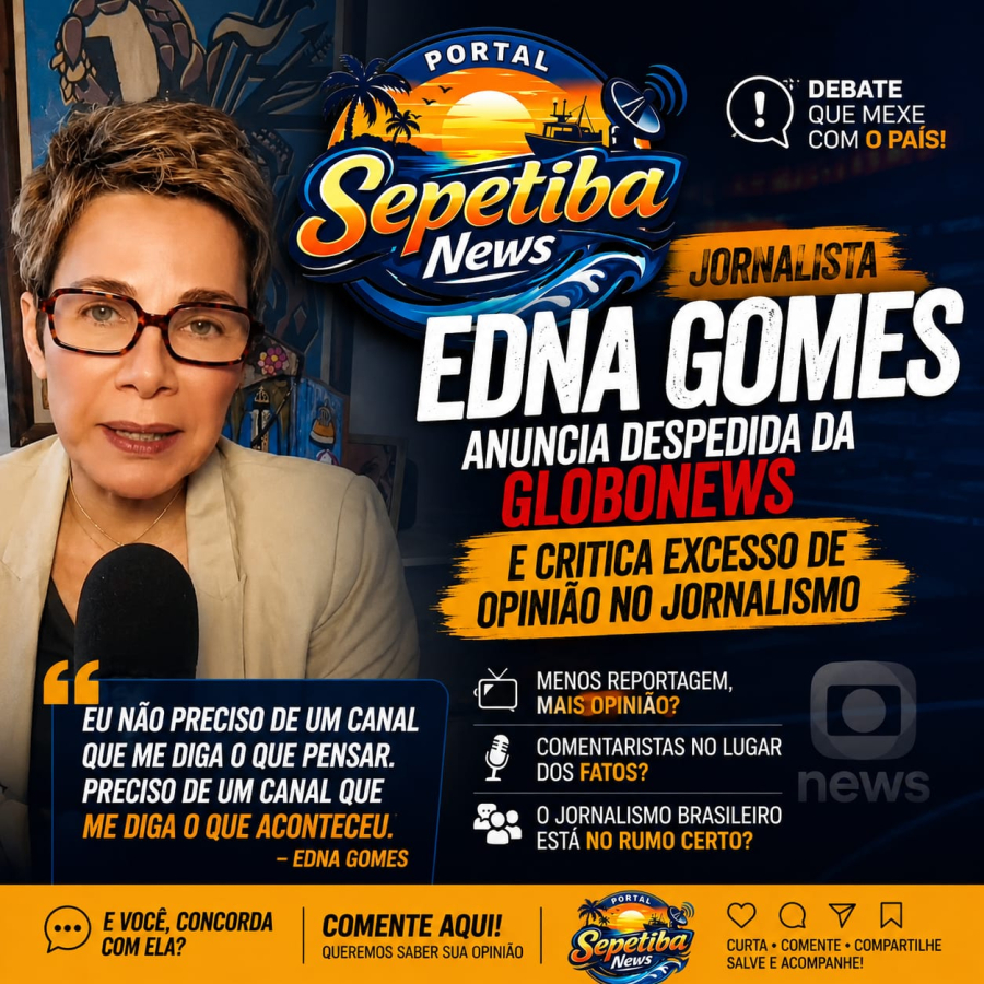 Jornalista Edna Gomes anuncia despedida da GloboNews e critica excesso de opinião no jornalismo televisivo