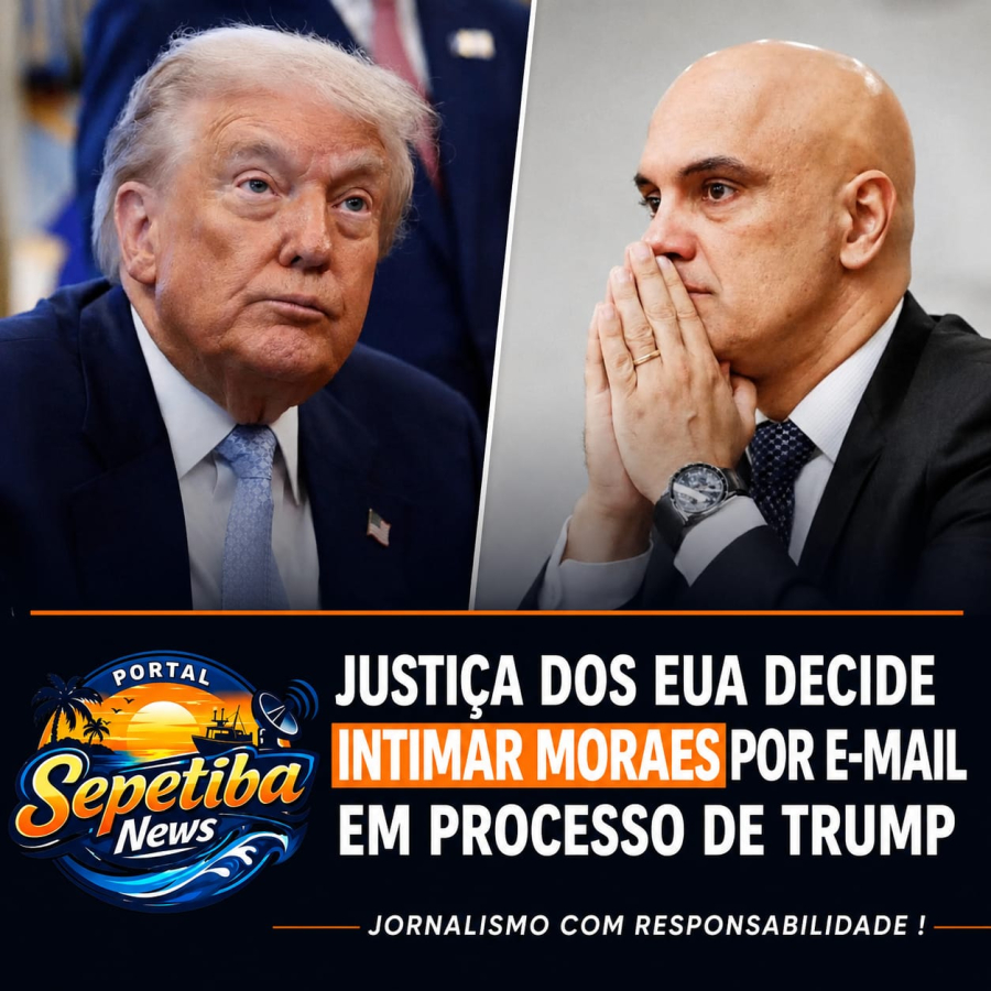 Justiça dos EUA autoriza intimação de Alexandre de Moraes por e-mail em ação movida por empresas ligadas a Donald Trump